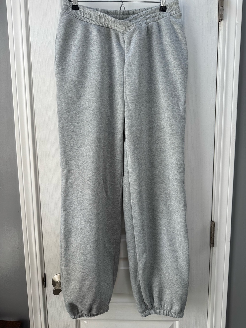 Amazon Women's Light Gray Track Pants - Elastic Cross Waist Joggers